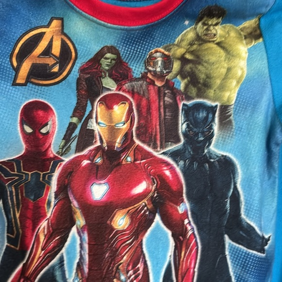 Marvel Advengers Infinity War 2 piece Blue Pajama Set Fleece Ironman Antman 6/7 - Picture 5 of 16